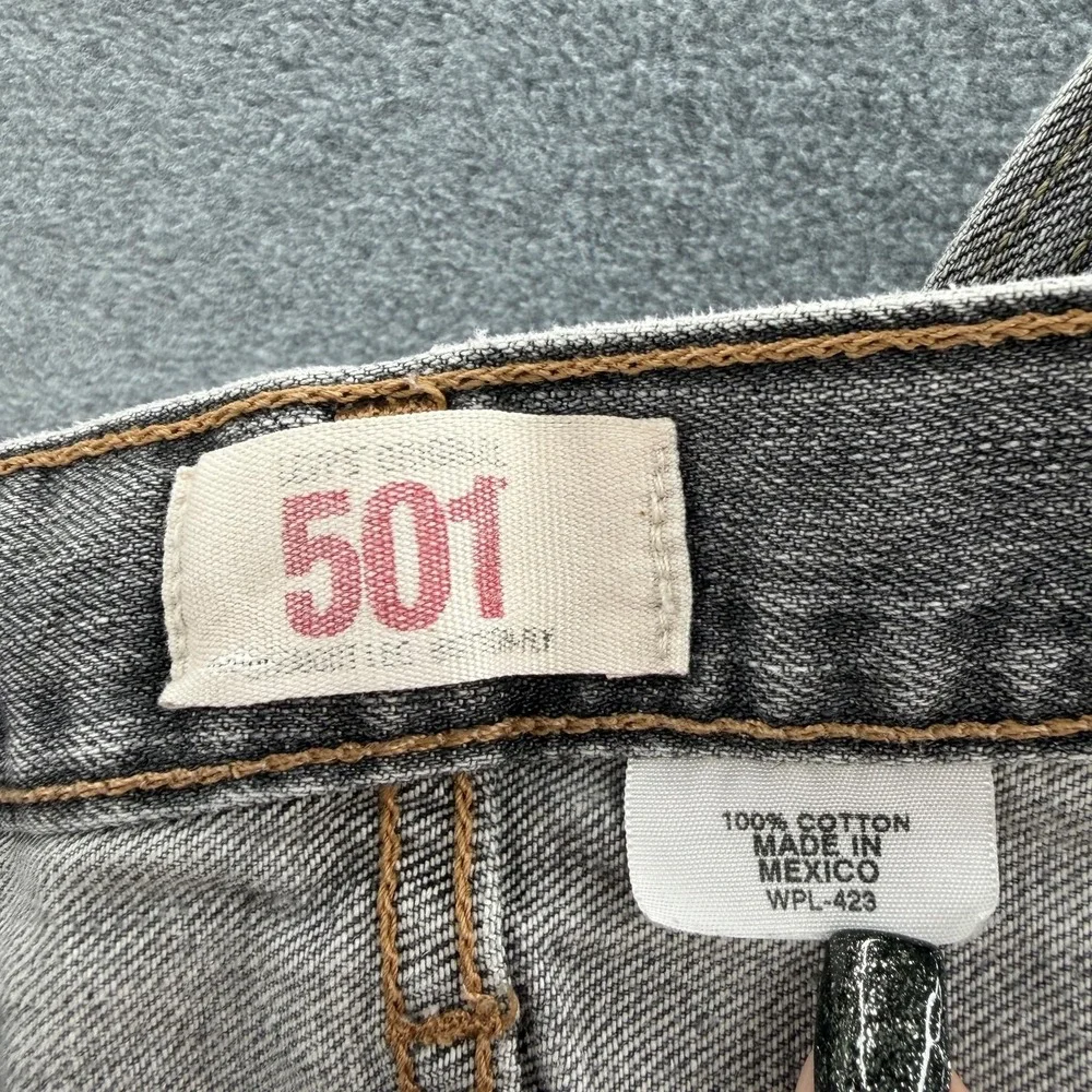 VTG 90s Y2K Levis 501 Jeans Men 34x34 Gray Straight Denim Button Fly Distressed